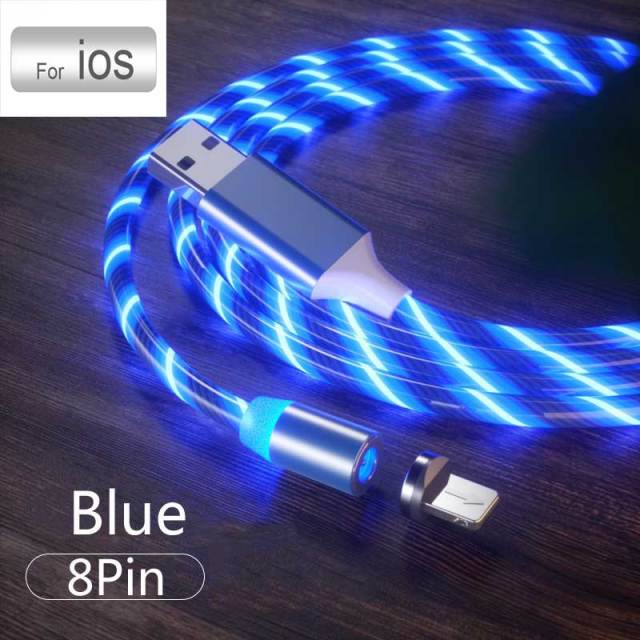 3 In1 Magnetic Current Luminous Lighting Charging Mobile Phone Cable cle usb c cable for Samsung LED Micro USB Type C for Iphone