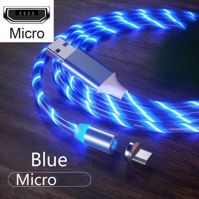 3 In1 Magnetic Current Luminous Lighting Charging Mobile Phone Cable cle usb c cable for Samsung LED Micro USB Type C for Iphone