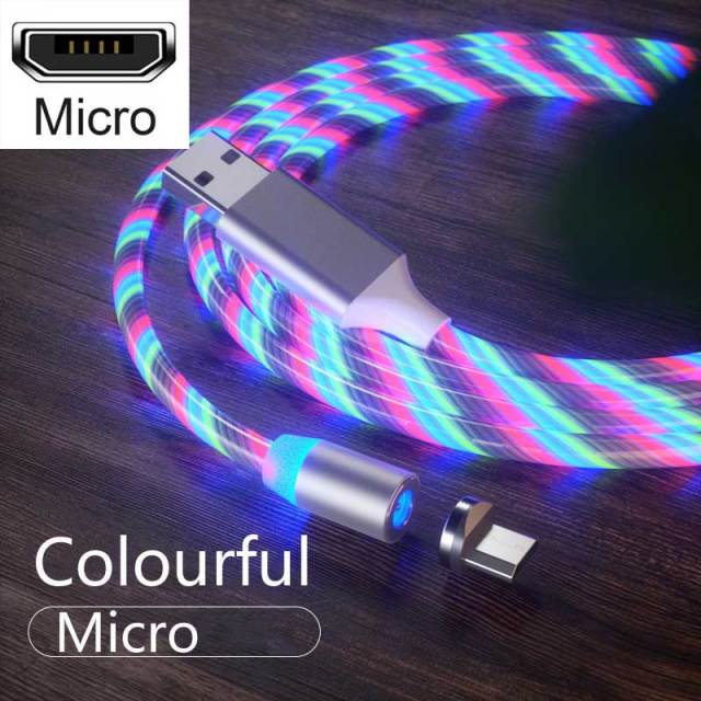 3 In1 Magnetic Current Luminous Lighting Charging Mobile Phone Cable cle usb c cable for Samsung LED Micro USB Type C for Iphone