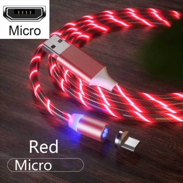 3 In1 Magnetic Current Luminous Lighting Charging Mobile Phone Cable cle usb c cable for Samsung LED Micro USB Type C for Iphone