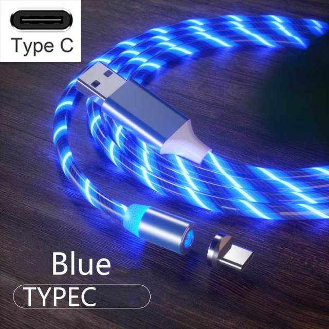 3 In1 Magnetic Current Luminous Lighting Charging Mobile Phone Cable cle usb c cable for Samsung LED Micro USB Type C for Iphone