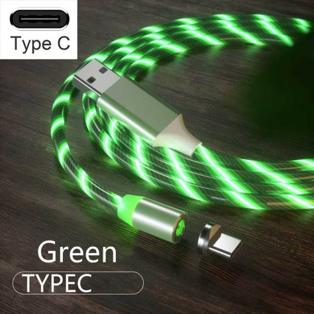 3 In1 Magnetic Current Luminous Lighting Charging Mobile Phone Cable cle usb c cable for Samsung LED Micro USB Type C for Iphone